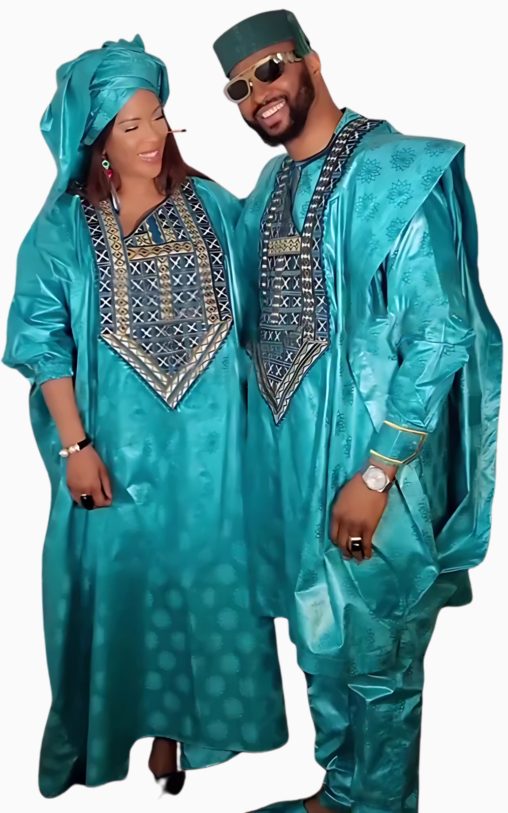 Boubou Africain Pour Couple Vert