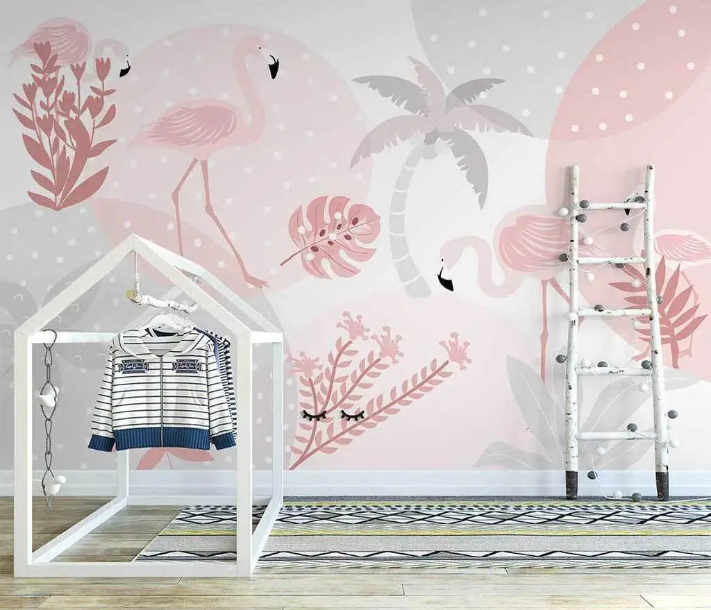 flamingo wallpaper nursery