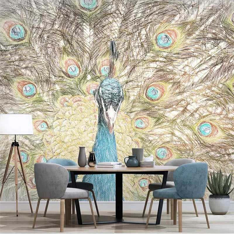 art nouveau peacock wallpaper