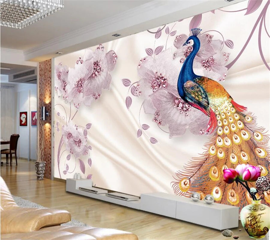 art deco peacock wallpaper