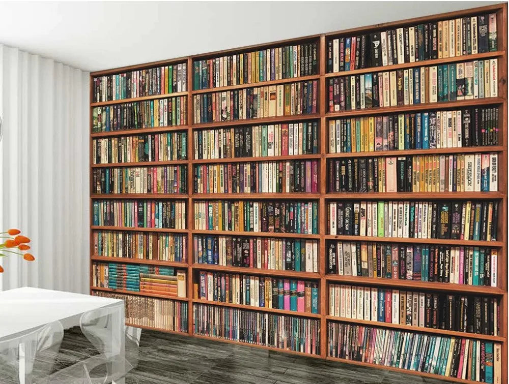 bookshelf peel and stick wallpaper