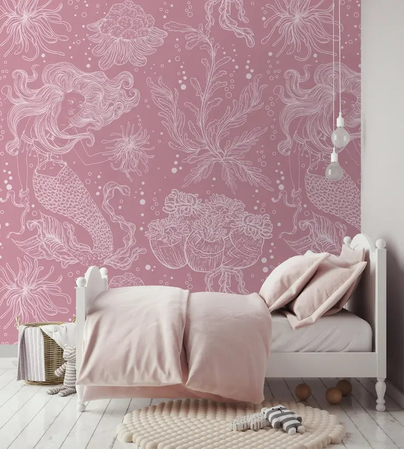 pink mermaid wallpaper