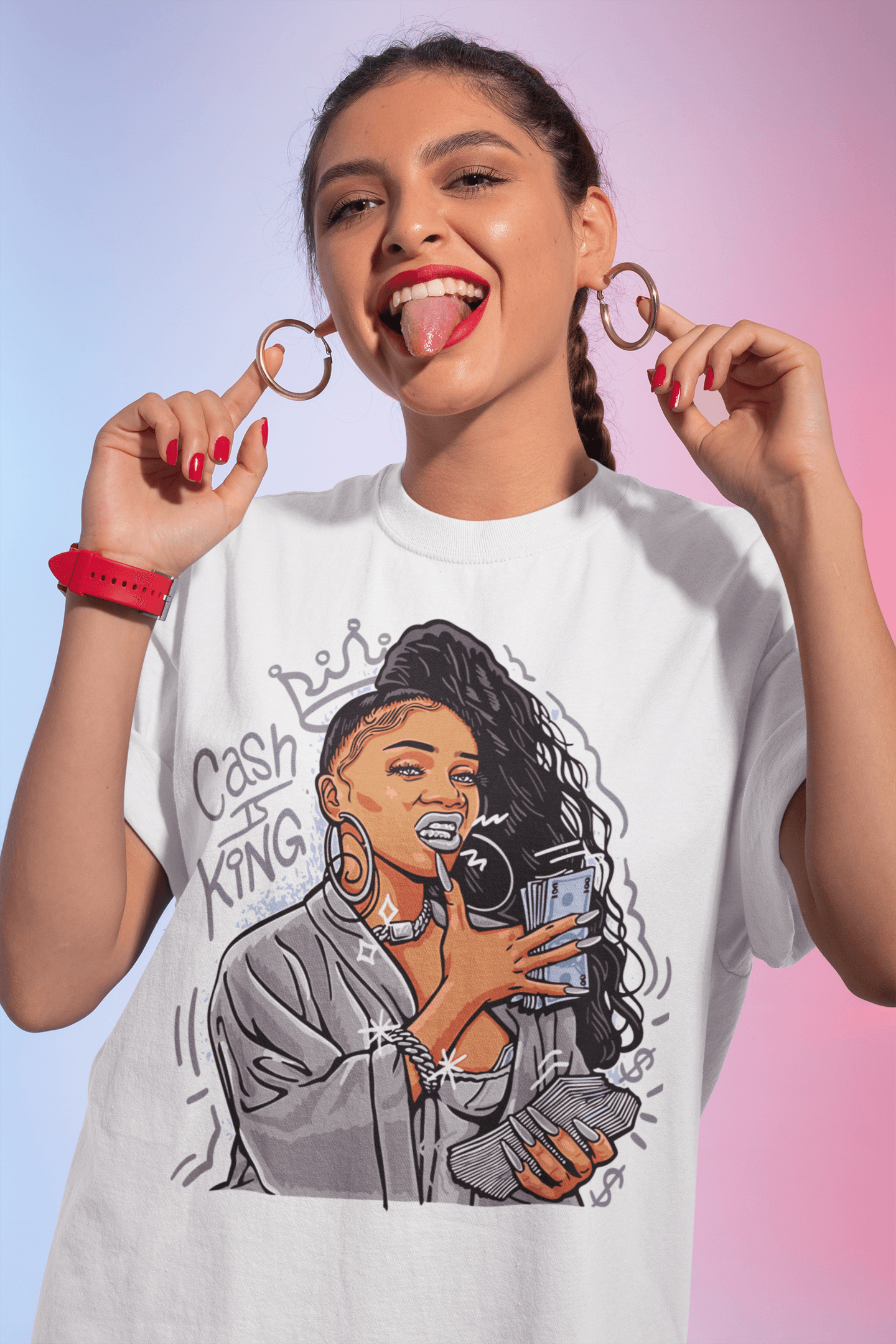 Tee Shirt Streetwear Femme cash is king