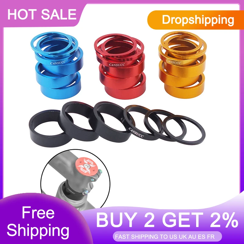 6/12 Pcs Aluminum Alloy Bike Headset Washer Mountain Bicycle Front Fork Washer Bike Stem Handlebar Spacers Ring Gasket