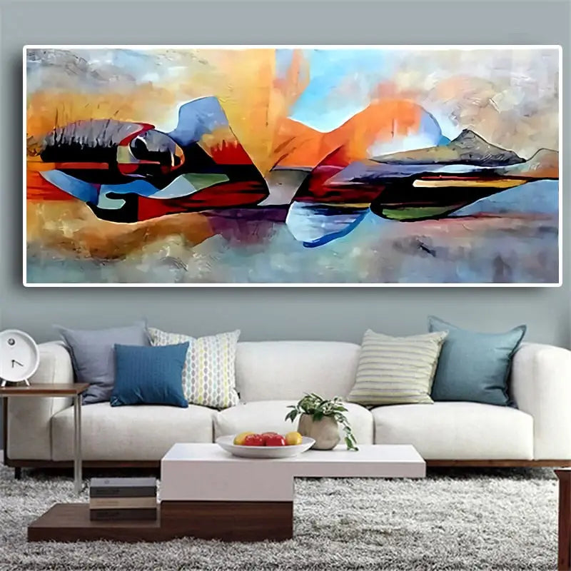 Abstract painting of reclining Buddha