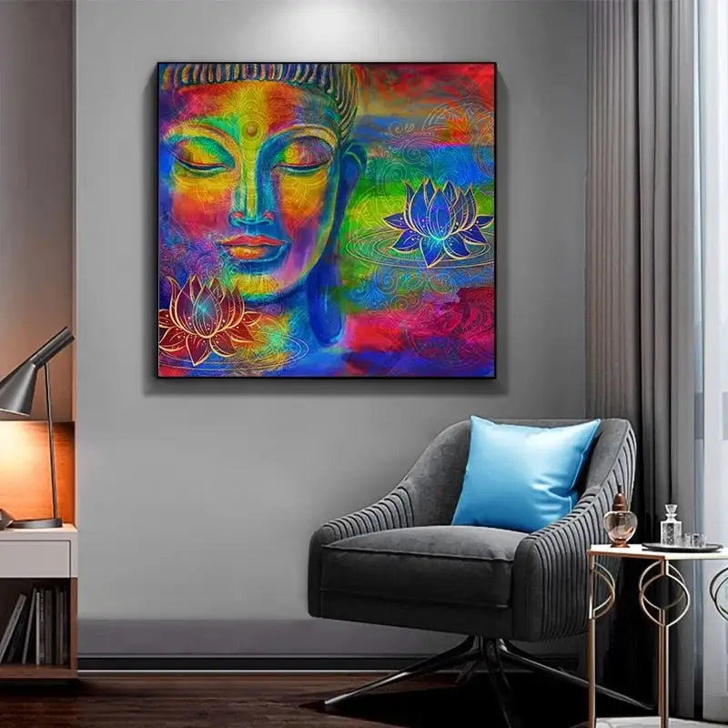 Multicolor painting of Buddha