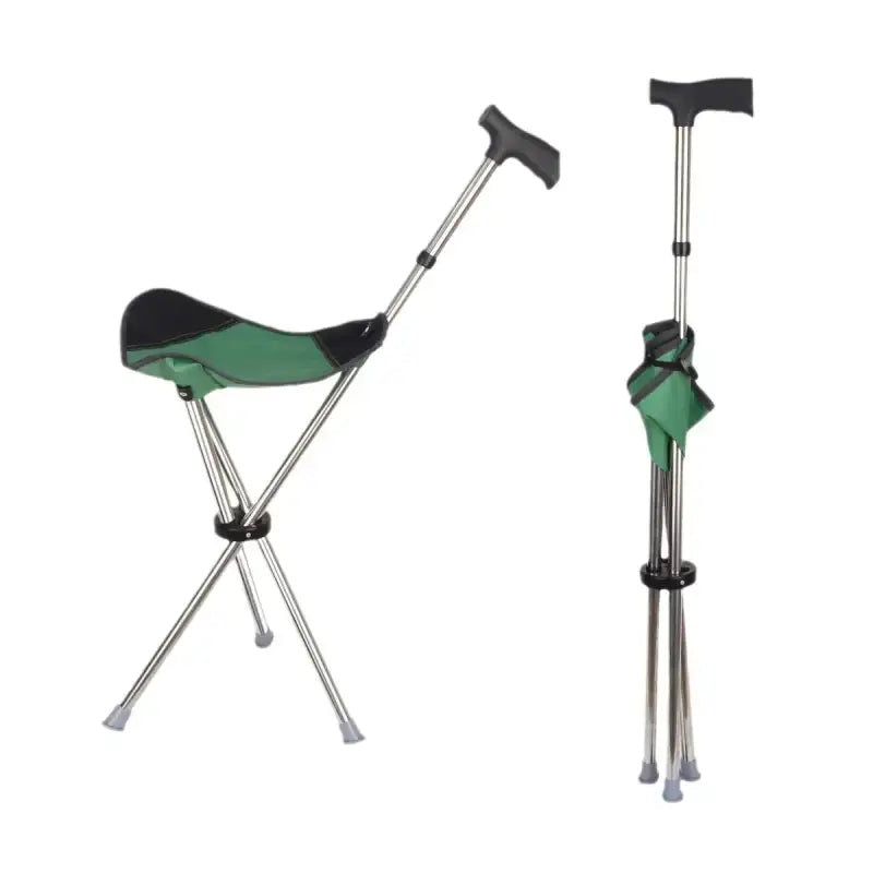 Canne siège pliable Verte