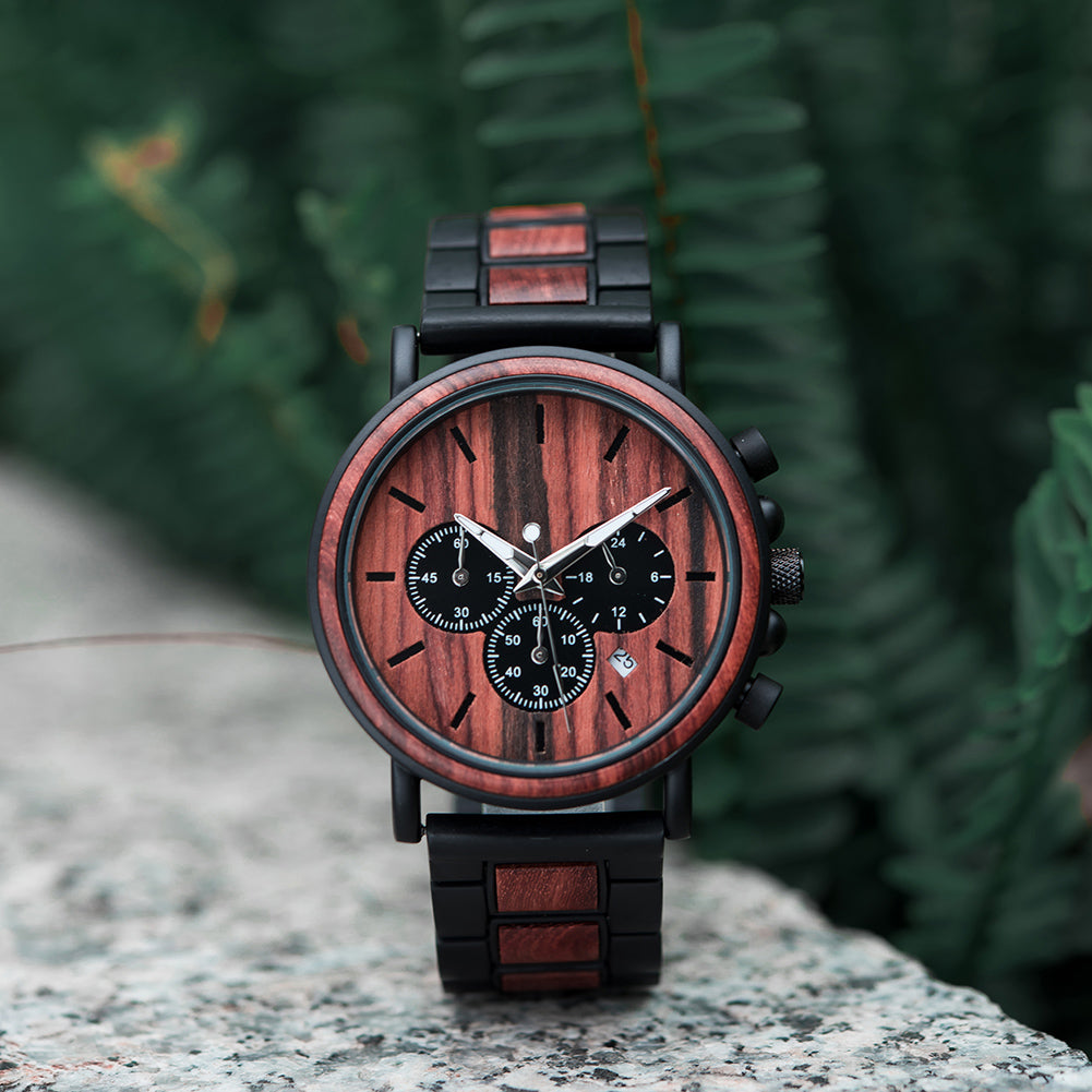 Montre en bois chronographe - Comète