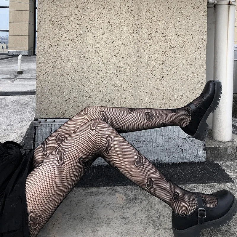 Women’s Fishnet Leggings Heart