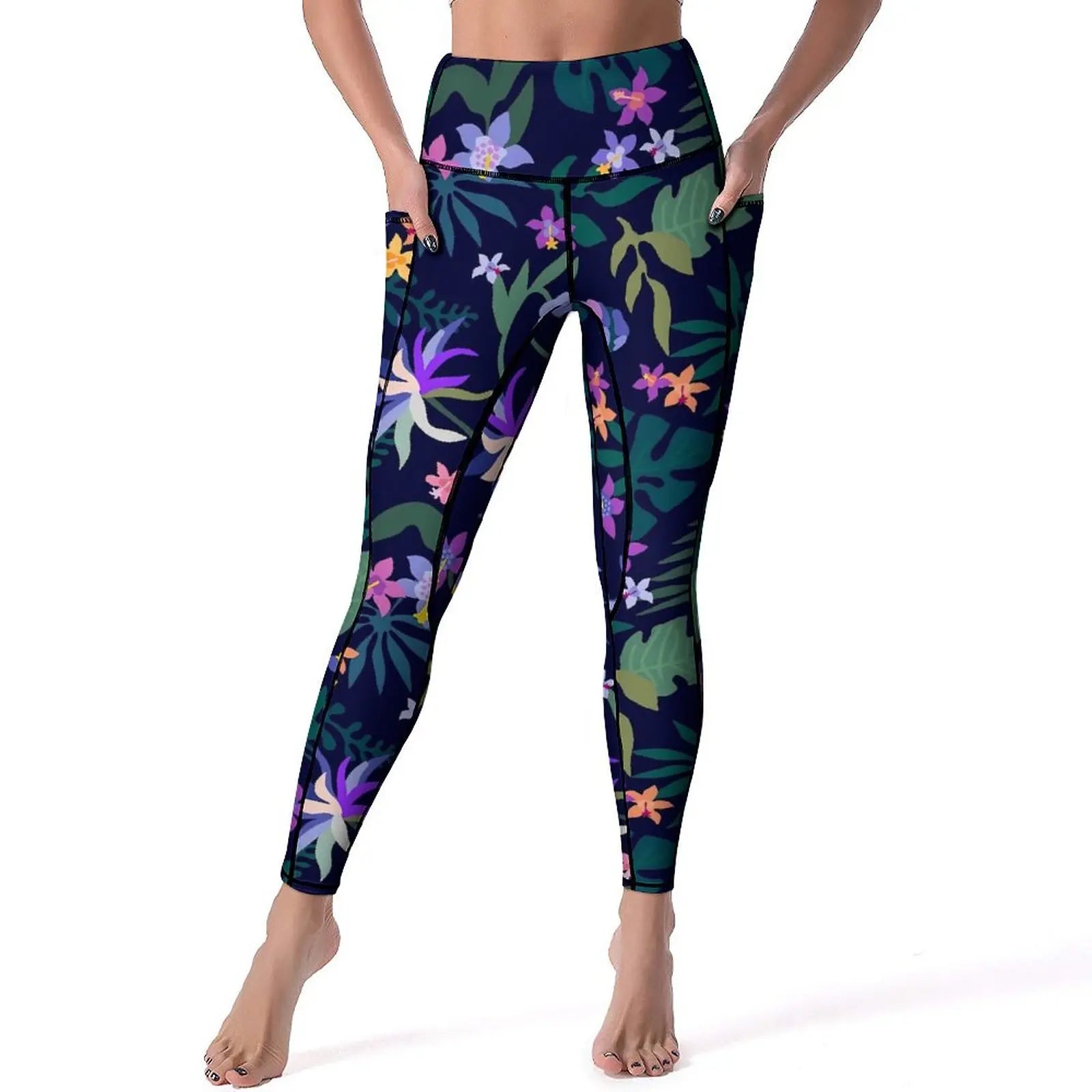 Floral Leggings Black