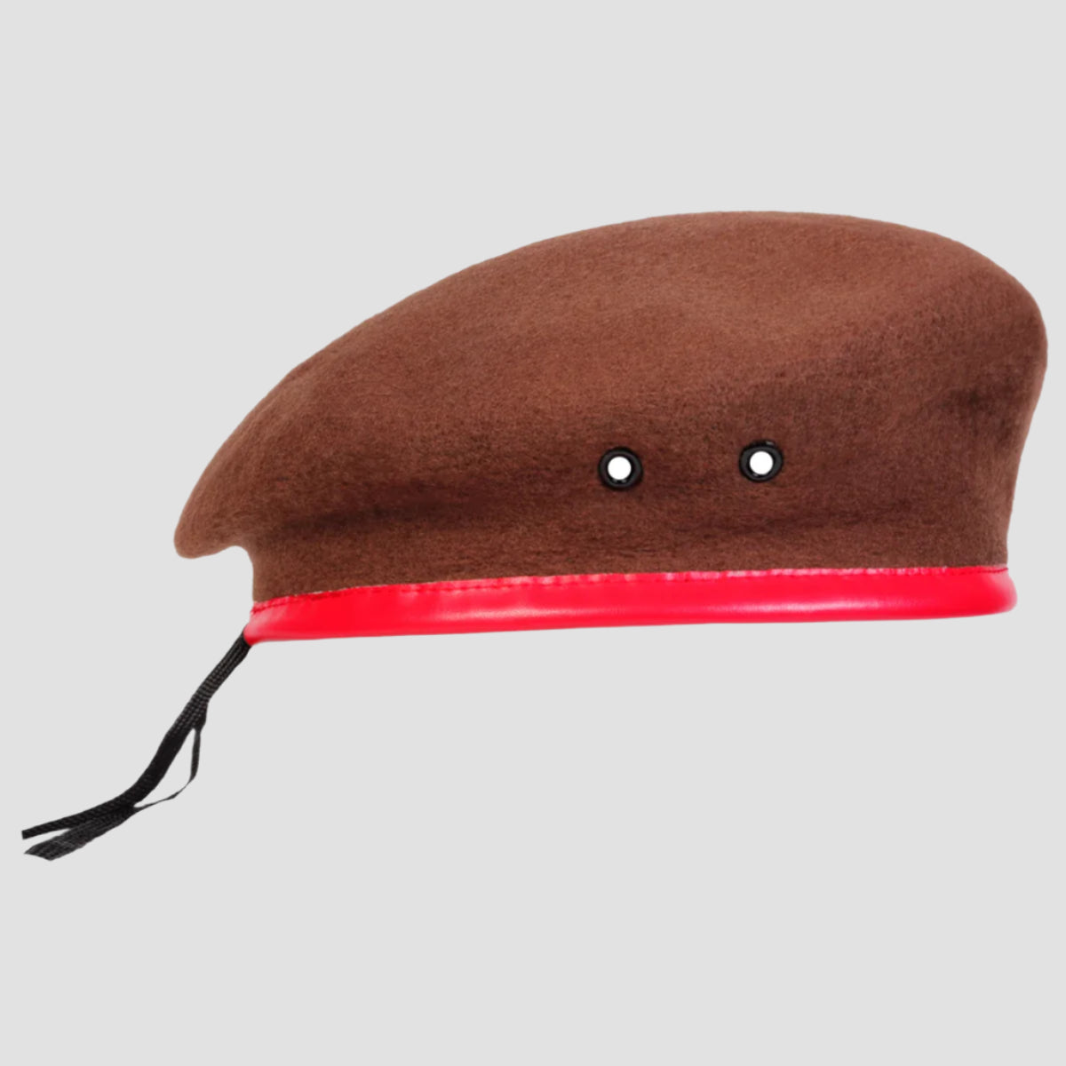 Wool Beret With Leather Trim