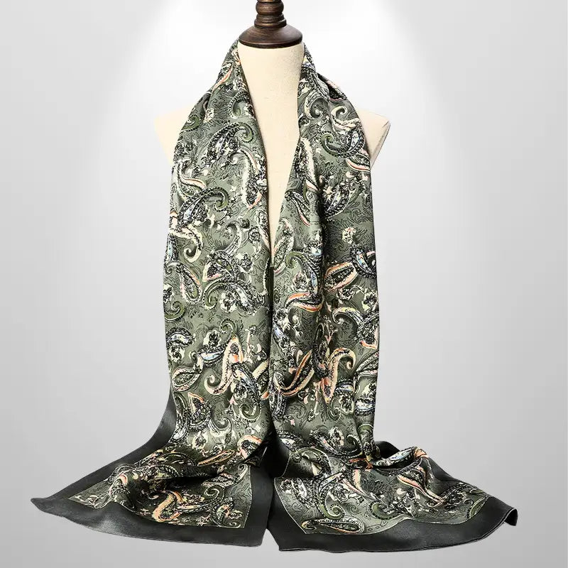 Long Foulard En Soie Vert Homme