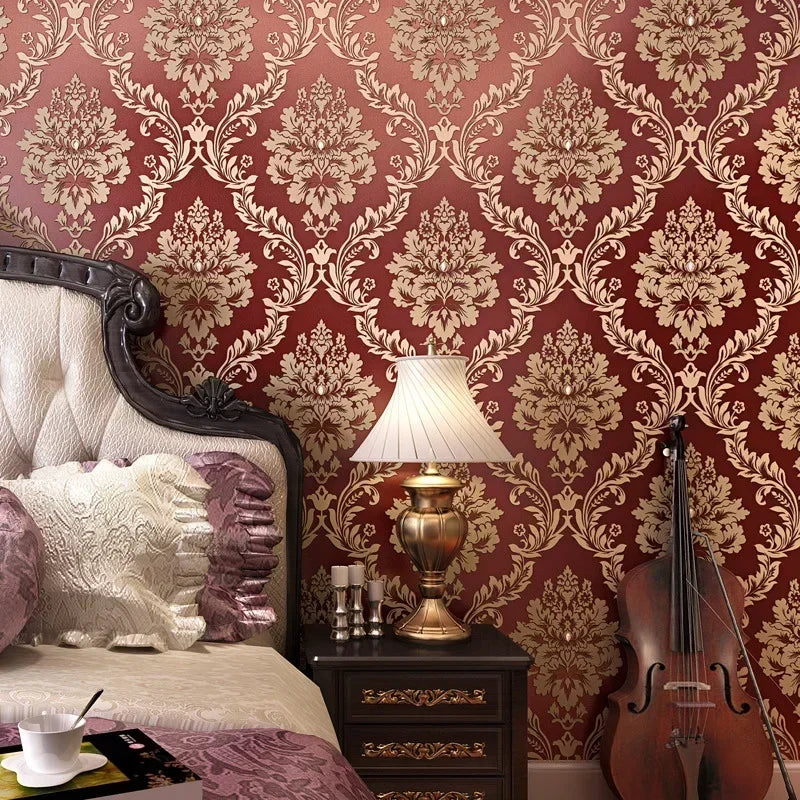 papier peint baroque rouge