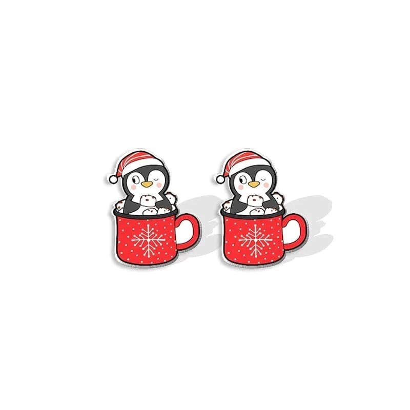 christmas penguin earrings