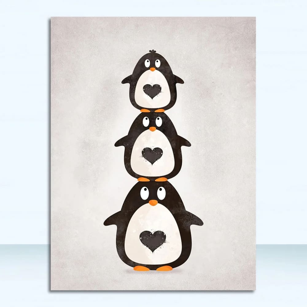 Family penguin canvas
