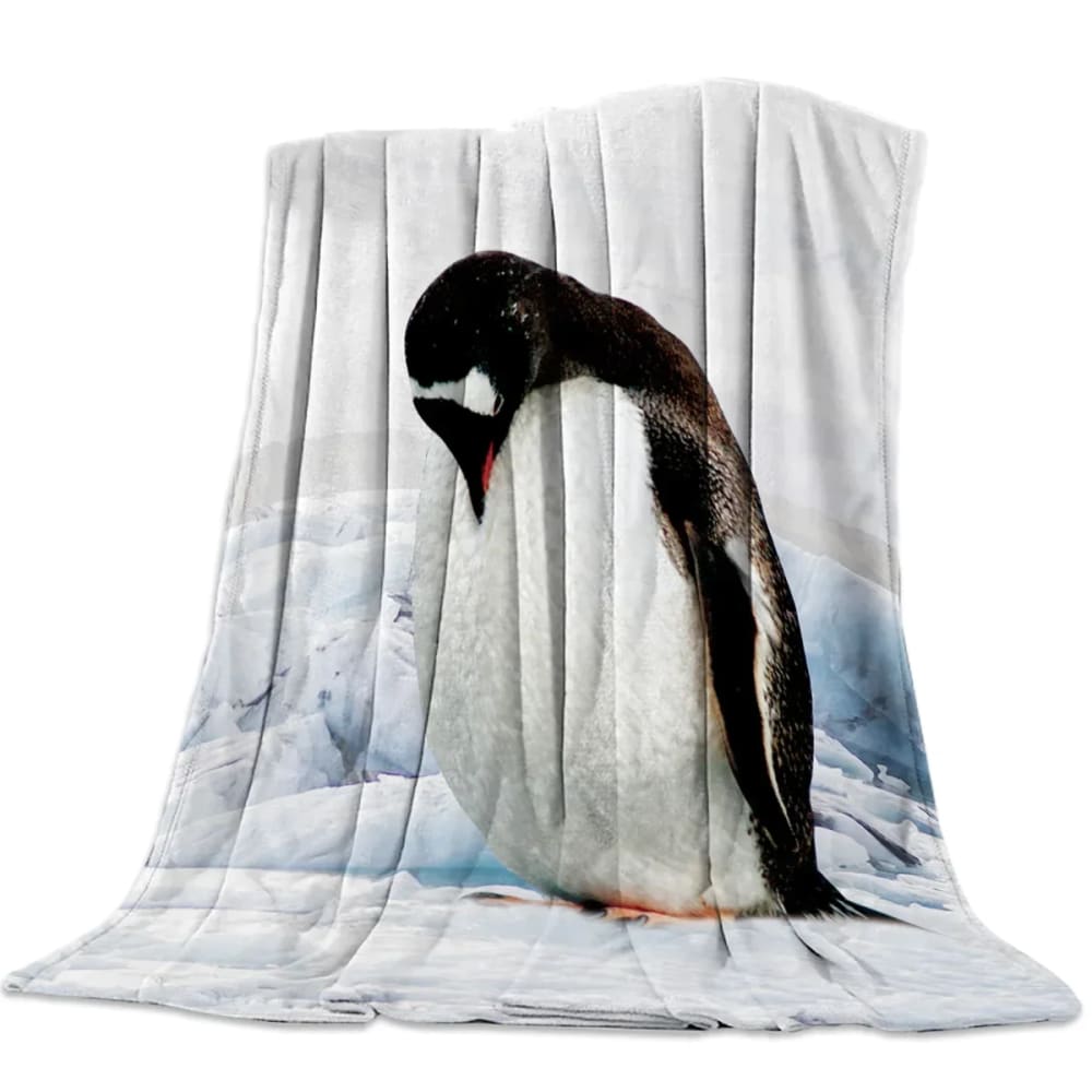 Penguin theme fleece throw blanket